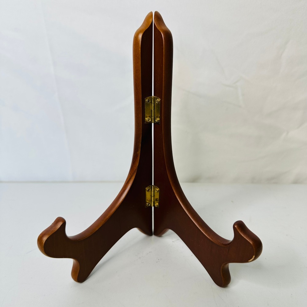 8 Inch Wooden Folding Plate Stand Easel Walnut Brown Tabletop Display Holder